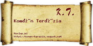 Komán Terézia névjegykártya