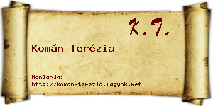 Komán Terézia névjegykártya